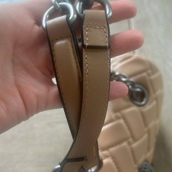 NEW Kurt Geiger Kensington X Quilted Leather Shoulder Bag tan - Picture 13 of 15